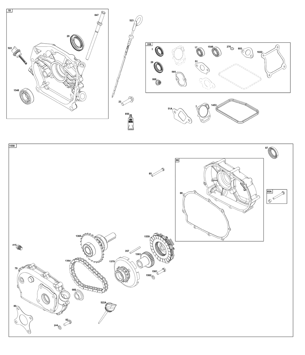 Crankcase Cover/Sump Group Diagram and Parts List for 12V367-0150-F1  Briggs and Stratton Engine